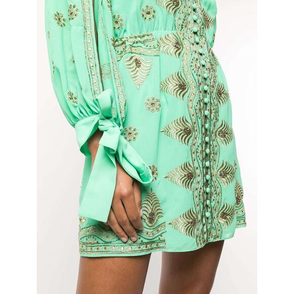 ALICE + OLIVIA Zia Embellished Drop-Shoulder Short Dress - Picture 4 of 13